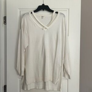 White V-Neck Sweater
